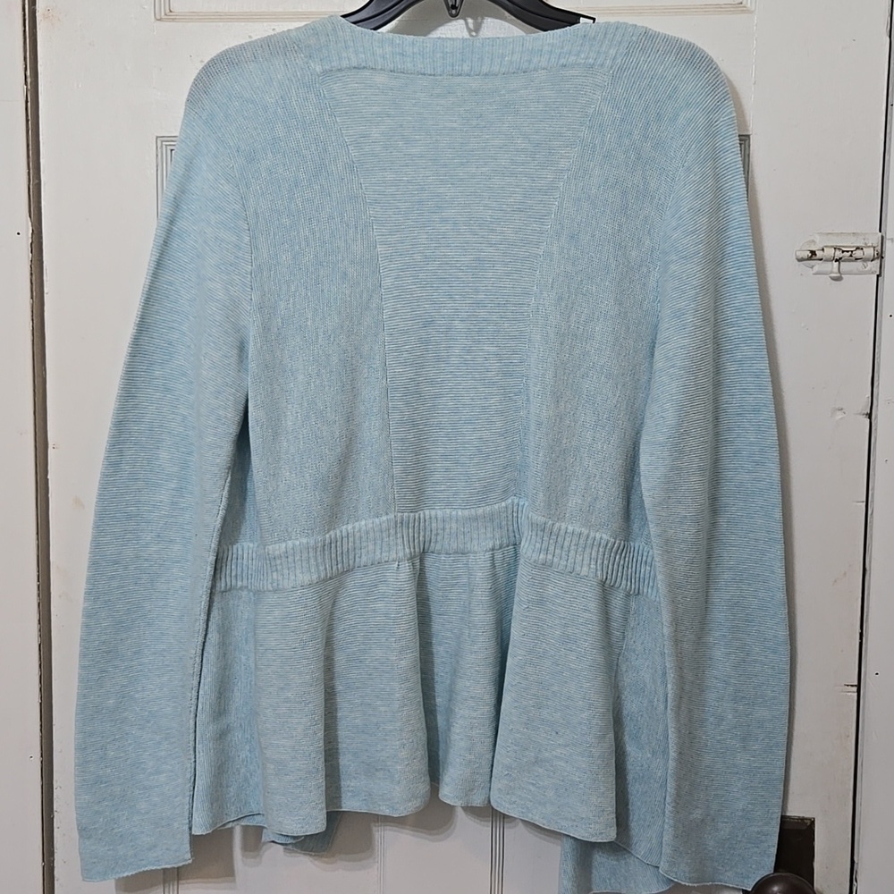 Eileen FISHER 100% ORGANIC COTTON Light Blue Open Front Sweater CARDIGAN MEDIUM - Picture 5 of 5